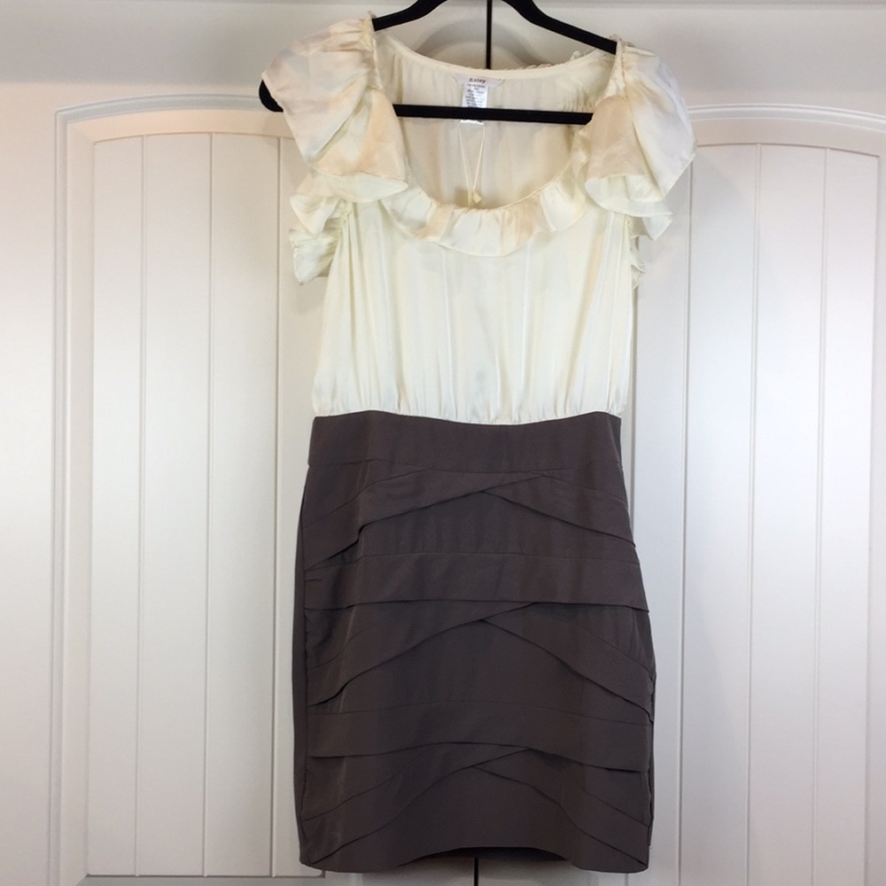 Esley Brown & Cream Dress Size Medium NWT